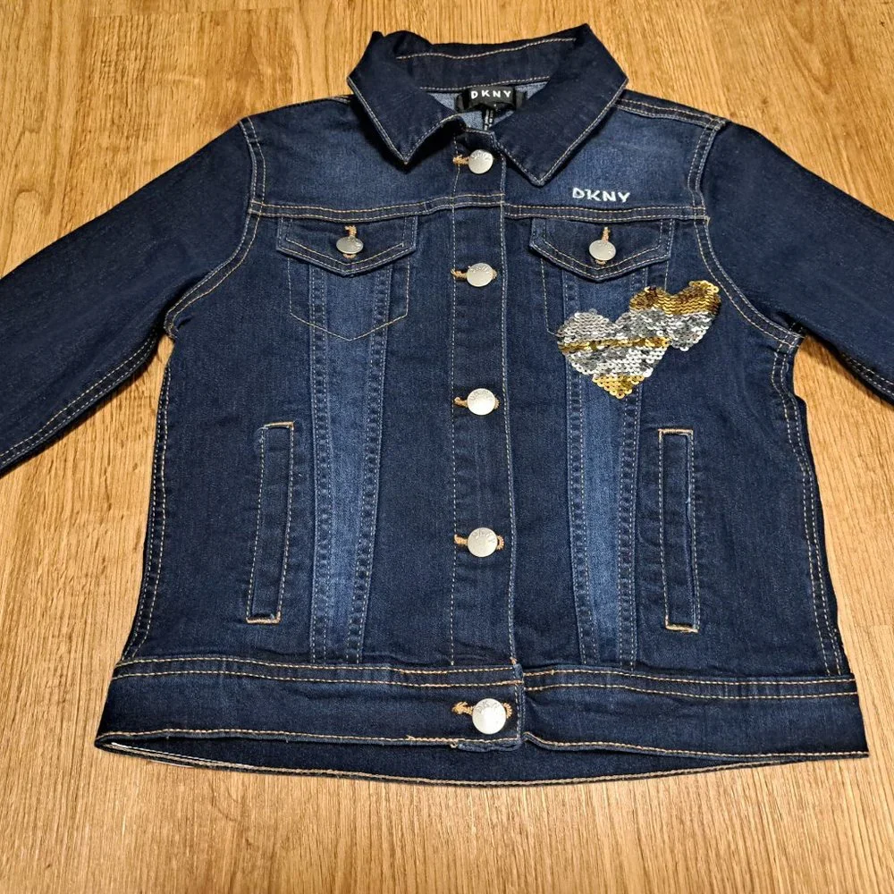 DKNY Denim Sequin Pre-Teen Jacket - Size Medium